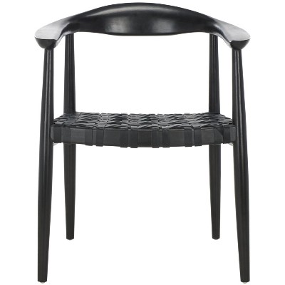 Walda Leathr Woven Accent Chair - ACH1010A - Black - Safavieh