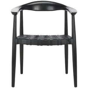 Walda Leathr Woven Accent Chair - ACH1010A - Black - Safavieh - 1 of 4