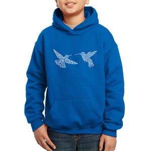 LA Pop Art Hummingbirds - Boy's Word Art Hooded Sweatshirt - 1 of 4