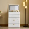 TOBILI 3 in 1 Vanity Desk, Flip Top Vanity Set with Mirror and 3 Drawer, Small Makeup Vanity Table with Cushioned Stool & Power Outlet,White - 2 of 4