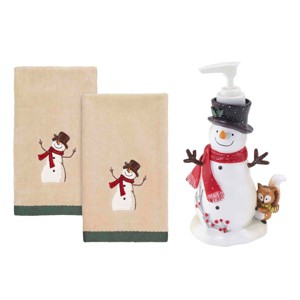 Avanti Linens Friends Gather Lotion Dispenser & 2-Pack Fingertip Towel Set - 1 of 3