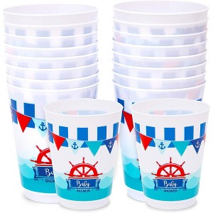 Sparkle and Bash 16 Pack Nautical Plastic Cups for Baby Shower (16 Oz) - 1 of 4