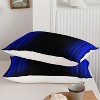 Blue and Black Full Sheet Set – 4Pcs Ombre Gradient Bedding with 1 Flat Sheet, 1 Fitted Sheet, 2 Pillowcases, Modern Metallic Geometric Style - 4 of 4