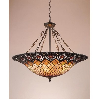 Adriana 32" Vintage Bronze Glass Bowl Pendant Light