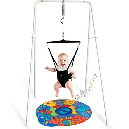 Jolly Jumper Baby Exerciser with Portable Stand in White Baby Jumper - 