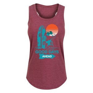 Women's - Peanuts - Lazy Snoopy Graphic Racerback Tank - 1 of 4