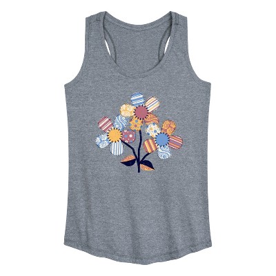 Women's - Instant Message - Patchwork Flowers Graphic Racerback Tank