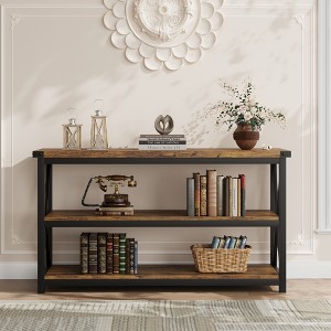 3-Tier Console Table with Storage Shelves, Industrial Rectangular Entryway & Sofa Table for Hallway, Living Room, Bedroom - 1 of 4