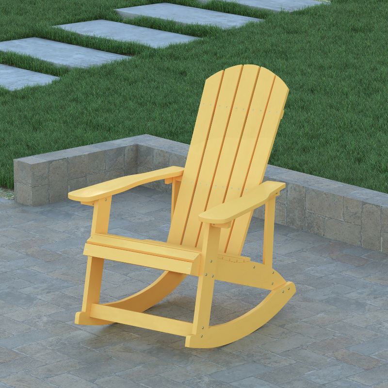 Emma and Oliver Classic All-Weather Poly Resin Rocking Adirondack Chair with Stainless Steel Hardware for Year Round Use, 5 of 13