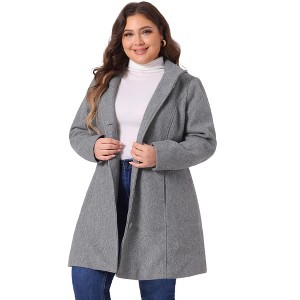 Agnes Orinda Women's Plus Size Elegant Single Breasted Detachable Hooded Trench Overcoats - 1 of 4