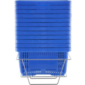 VEVOR Shopping Basket, Set of 12, 24L Durable Plastic Grocery Basket with Handle and Stand, 16.73 x 11.61 x 8.86 inch Portable Shop Basket, Blue - 1 of 4