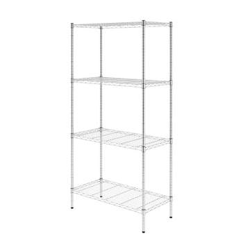 SafeRacks 4 Tier Heavy Duty Steel Wire Adjustable Kitchen Storage Shelving Units with Leveling Feet for Pantry Shelf, Garage or Bakers Rack, Silver