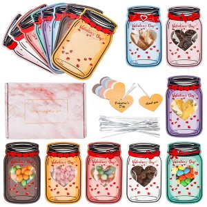 48 Valentine's Day cards, kraft paper candy jar, Valentine's Day cards with 48 transparent sealed bags,Christmas gift (excluding candy) - 1 of 4