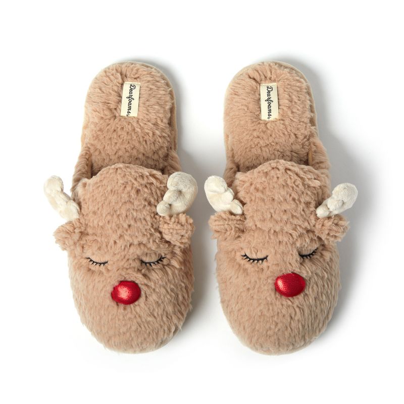 Dearfoams Men's Reindeer Novelty Holiday Scuff Slipper, 1 of 6