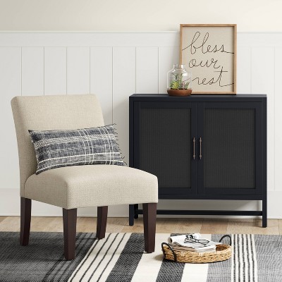 Warwick 2 Door Cabinet Brown - Threshold: Transitional Style, Adjustable Shelves, Wood Veneer Finish