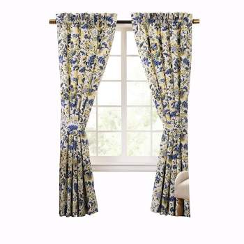 Ellis Curtain Regency 3" Rod Pocket Curtain Panel Pair with Tiebacks Blue