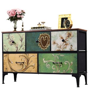 5-Drawer Wide Fabric Dresser Storage Organizer Unit, Chest of Drawers with Fabric Bins - 1 of 4