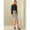 Hobemty Women's Tweed High Waist Button Decor Knee Length Pencil Skirts - 4 of 4