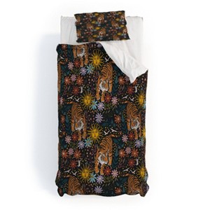 Deny Designs Marta Barragan Camarasa Sunlit Tiger Haven Duvet Cover Bedding Set Black - 1 of 4