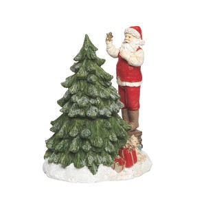 Transpac Resin 7 in. Multicolor Christmas Nostalgic Santa and Tree Music Box - 1 of 4