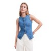 Womens Button Down Denim Vest Tops Crew Neck Sleeveless Fitted Jean Tank Tops Summer Trendy Casual Waistcoat - 3 of 4