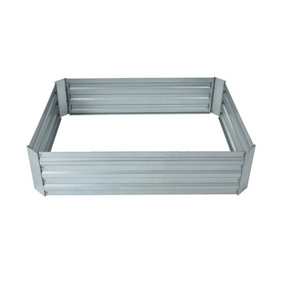 48" Silver Galvanized Steel Rectangular Raised Garden Bed