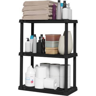 5-Shelf Light Duty Plastic Storage Shelves, Medium Modular Shelving Unit Storage Organizer for Bathroom