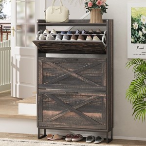 Shoe Storage Cabinet with 3 Flip Drawers - 1 of 4