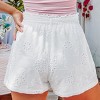 Women's Elegant White Eyelet Shorts with Floral Embroidery - Cupshe - 2 of 4