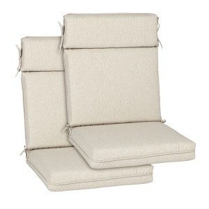 Aoodor Outdoor High Back Dining Chair Cushion Set, Water Proof & Stain Resistant, Polyester Fabric Cover with Ties and Zipper, Set of 2 - 1 of 4