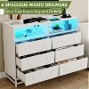 Wide Wood 6-Drawer Dresser w/ Plug-in USB Hub & LED Light, Steel Frame Storage Chest for Living Room, Bedroom, Entryway - 3 of 4