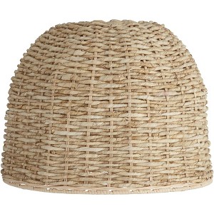 Springcrest 5" Top x 16" Bottom x 12" High x Lamp Shade Replacement Medium Drum Round Coastal Tropical Woven Husk Harp Finial - 1 of 4