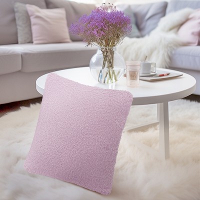 Lavender Faux Shearling 18" Square Pillow Covers Set of 2