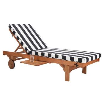 Newport Chaise Lounge Chair With Side Table - Natural/Black/White - Safavieh
