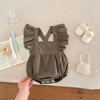 MyKids-USA Summer Baby Girls Solid Color Square Neck Onesie - 4 of 4