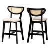 Baxton Studio 2pc Dannell Fabric and Wood Counter Height Barstools Cream/Black/Light Brown: Mid-Century, Woven Detail, Plush Foam - 2 of 4