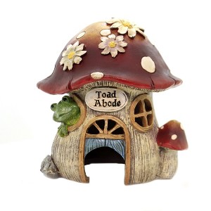 7.5 Inch Toad Abode Garden Statue Frog House Mushroom Garden Statues - 1 of 3