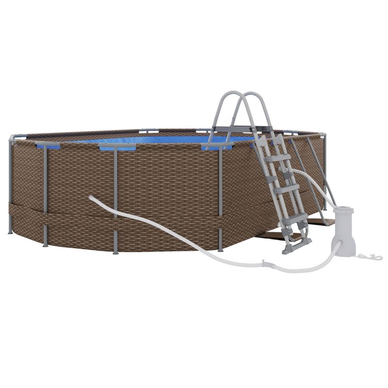 Outsunny 14' x 10' x 3' Above Ground Swimming Pool for 1-6 People, Rectangular Steel Frame, Non-Inflatable, Filter Pump, 4 of 7