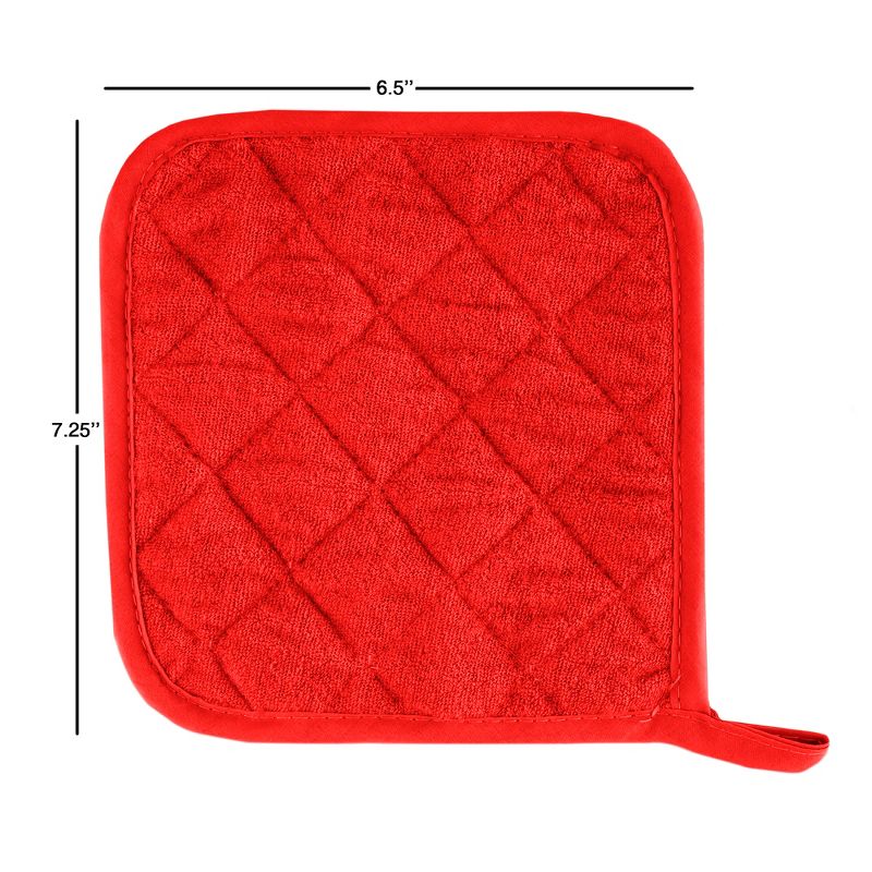 Pot Holder Set, 3 Piece Set Of Heat Resistant Quilted Cotton Pot Holders By Hastings Home (Red), 4 of 7