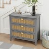 KTMBDW Dresser with 3 Drawers, Rattan Storage Cabinet with Metal Handles for Bedroom, Hallway, Entryway, Closets - 2 of 4