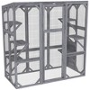 PawHut Catio Outdoor Cat Enclosure, Large Wooden Cat House with 6 Jumping Platforms, Weatherproof Roof, for 1-3 Cats, 59" x 28" x 60", Gray - 4 of 4