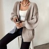 Womens Fall Sweater Lantern Long Sleeve Cardigan Loose Sweater Kint Drop Shoulder Sleeves Casual Shirt Top Apricot M - 4 of 4