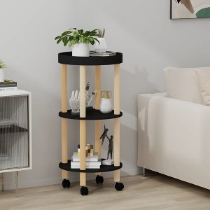 vidaXL 3-tier Trolley Black 15 in.x15 in.x32.3 in. Engineered Wood&Solid Wood Pine - 1 of 4