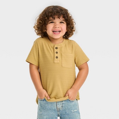 Image of Toddler Boys' Short Sleeve Henley T-Shirt - Cat & Jack™ Brown 2T