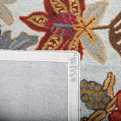 Handmade Blue Blossom Tufted Wool Square Rug - 6' Reversible