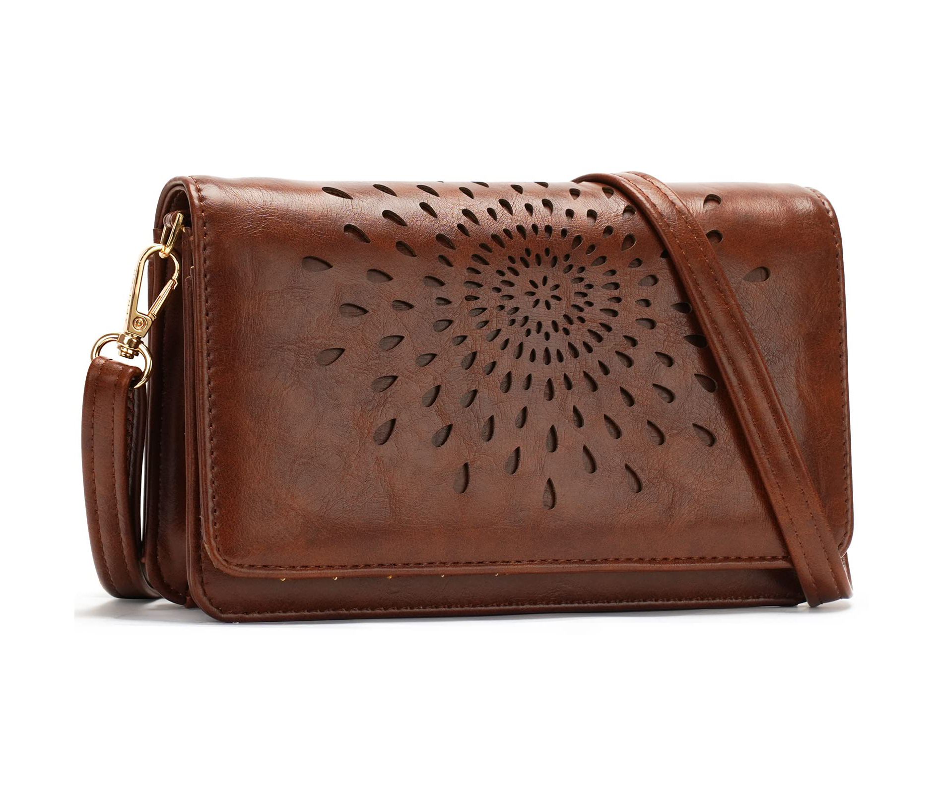 Multi-Function Small Crossbody Bags For Women,Cell Phone Shoulder Bag,Clutch Purse,RFID Wristlet Wallet,Card Holder Coffee