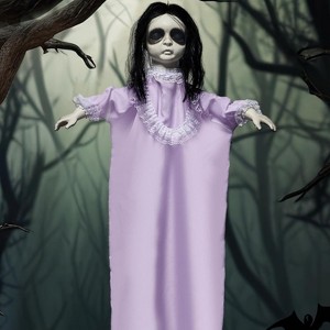 Joyfy 43’’ Halloween Decoration Hanging Doll Ghost, Purple Dress Creepy Doll Skeleton with Scary Expressions for Halloween Indoor Outdoor Decor - 1 of 4