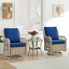 3 Pieces Outdoor Wicker Swivel Chair Set, Swivel Rocking Chairs Set of 2 with Rattan Side Table, 360-Degree Swivel Rocking Chair for Patio Porch Pool - 4 of 4