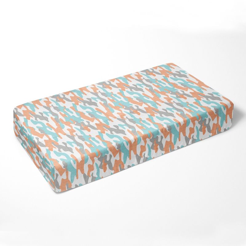Bacati - Jungle Safari Boys Aqua/Orange Muslin 5 pc Crib Bedding Set with Long Crib Rail Guard Cover, 4 of 10