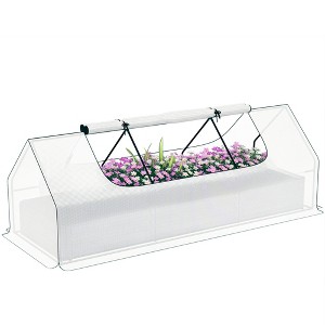 Outsunny Raised Garden Bed with Mini Greenhouse, Steel Outdoor Planter Box with Plastic Cover, Roll Up Window, Dual Use - 1 of 4